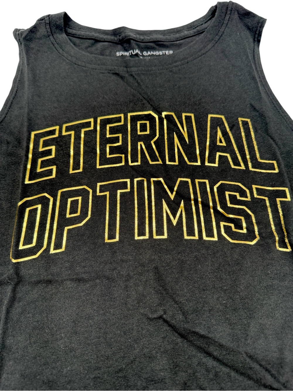 NWT Spiritual Gangster Eternal Optimist Jade Tank Top Black Gold Size Medium - Picture 5 of 11